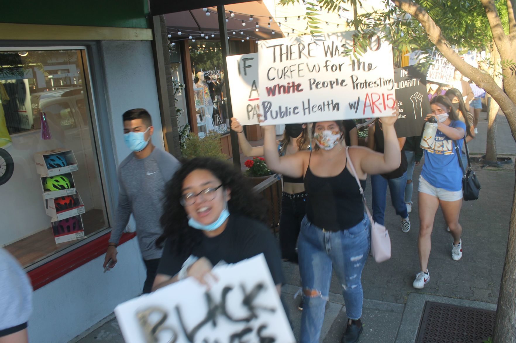 Marching through downtown St. Helena